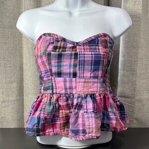 Free People Plaid Strapless Top